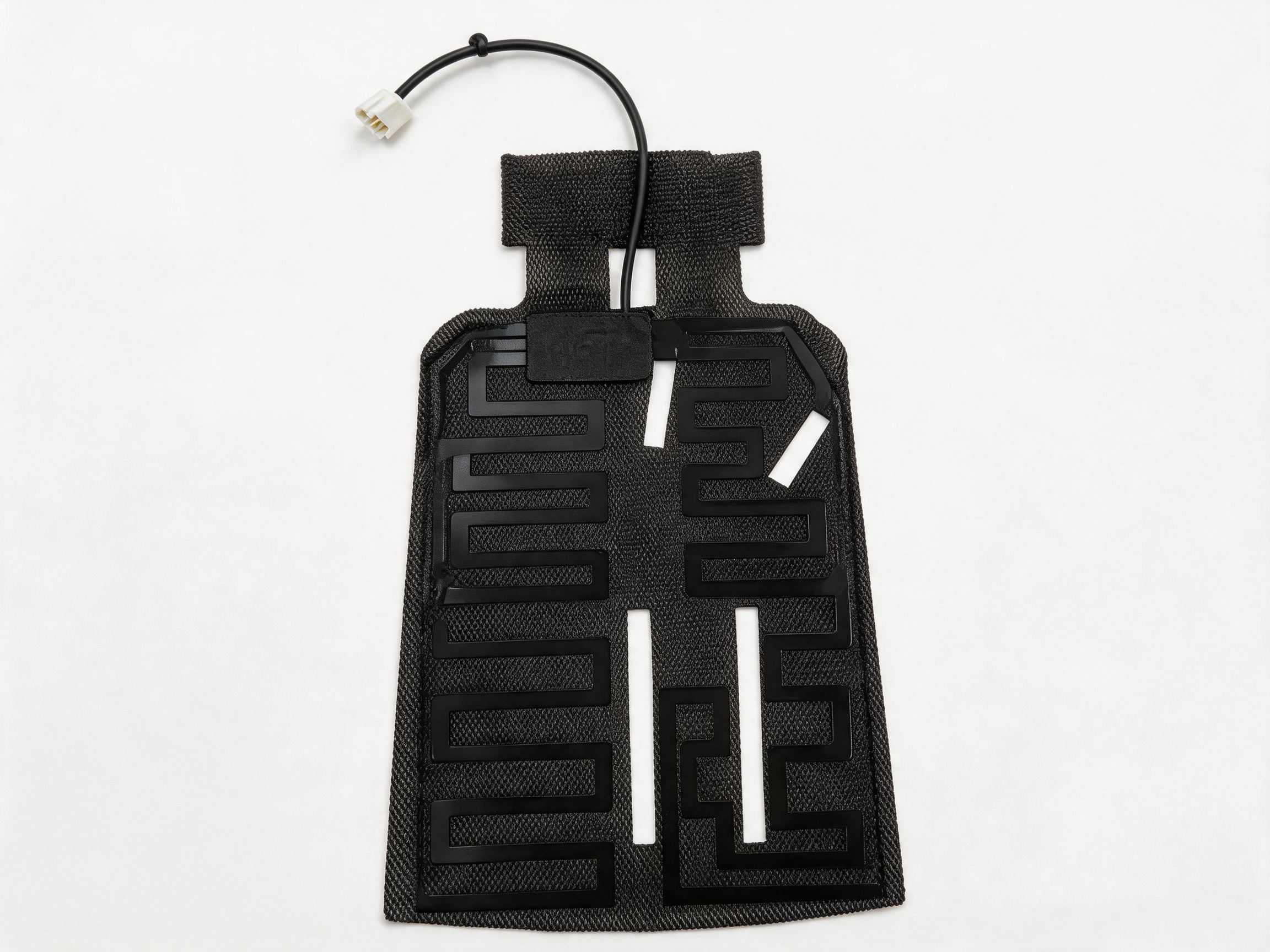 Custom flexible heating film sample with routed heating circuit, lead wire, and connector